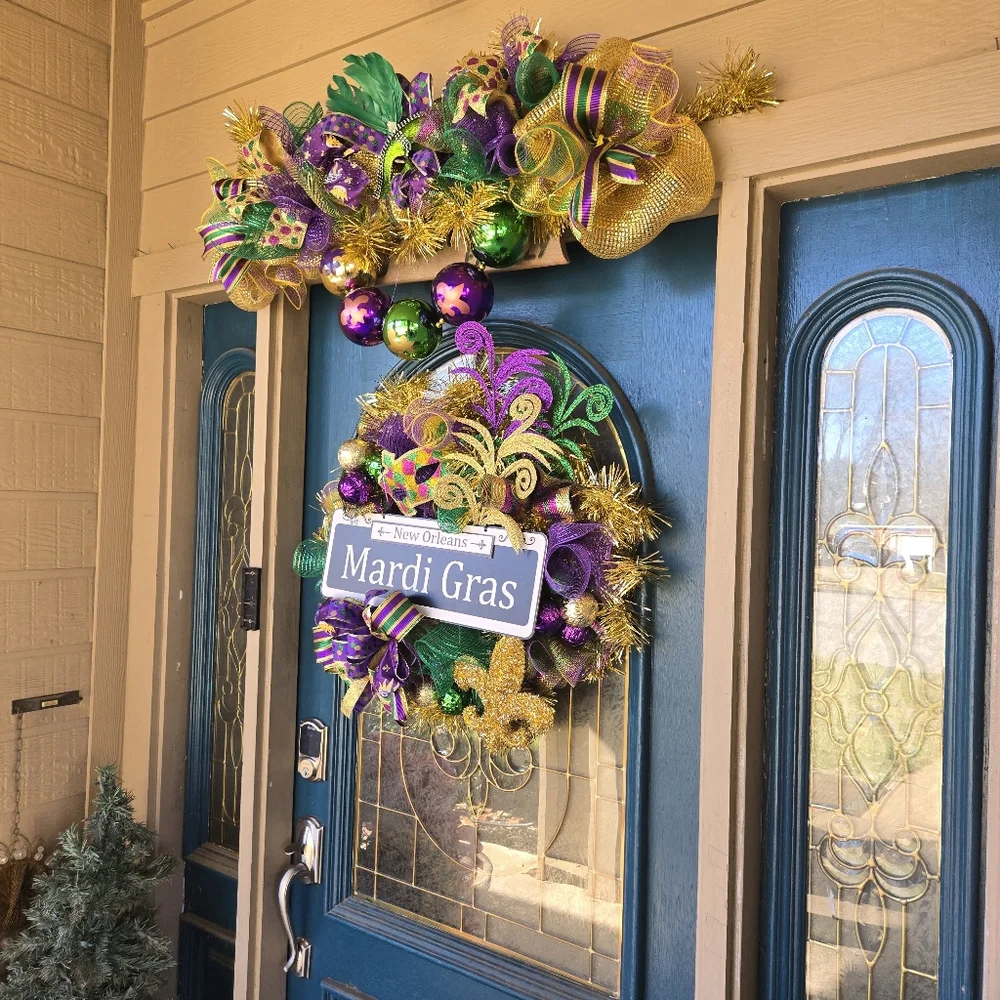 Mardi Gras Wreath & Garland Combo